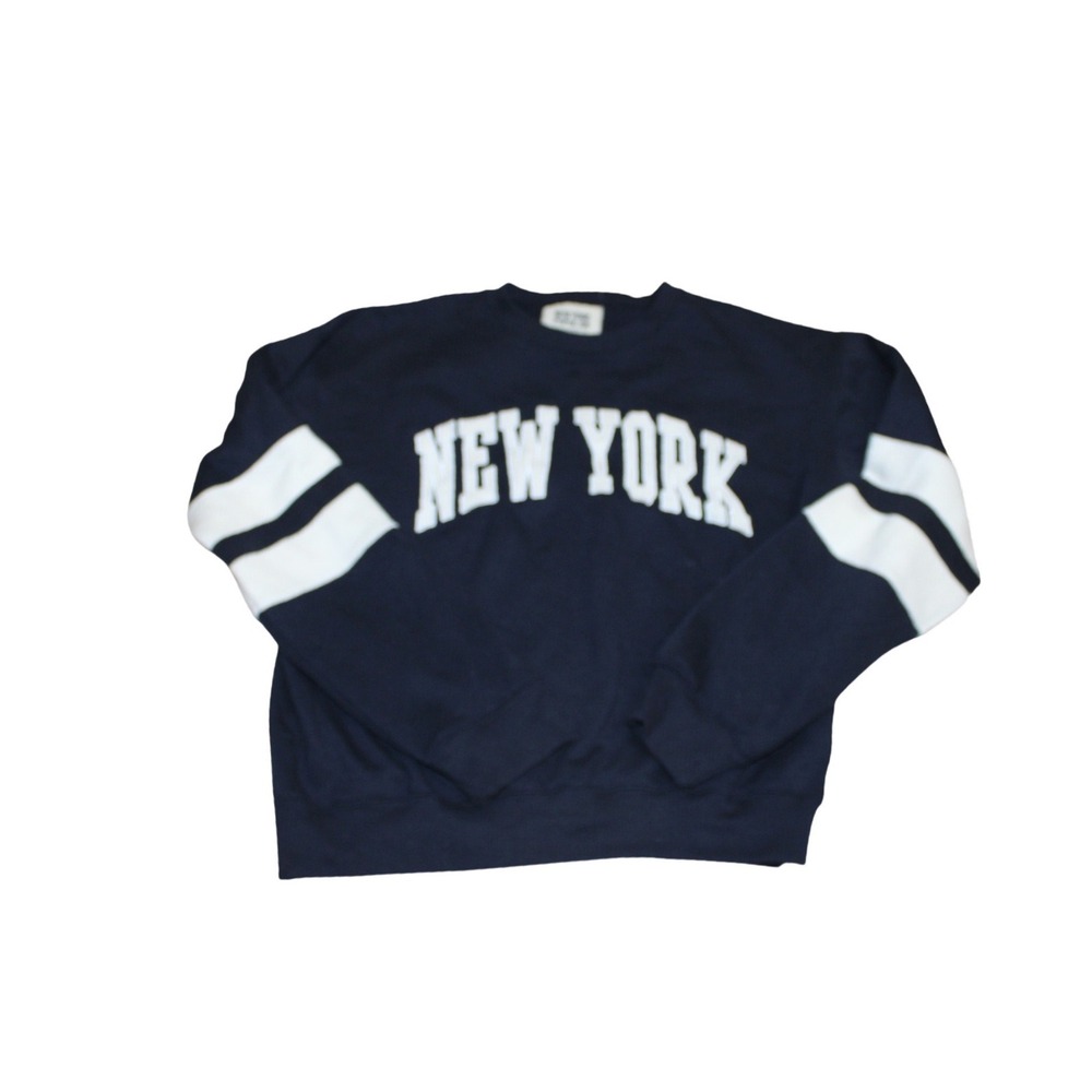 New York Popular Sweatshirt Women XL Navy Blue Excellent Varsity Stripe Graphic